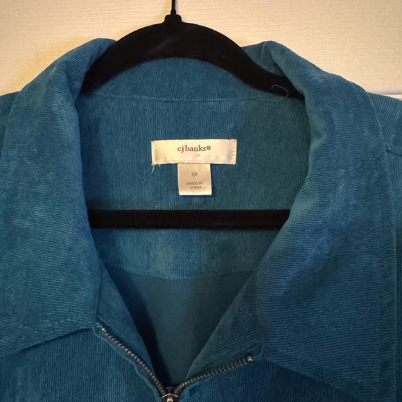 CJ Banks Sz 3X Deep Teal Blue Corduroy Feel Zipper Jacket w/ pockets - Picture 3 of 8